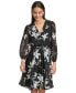 ფოტო #3 პროდუქტის Women's Floral-Print Chiffon Faux-Wrap Dress