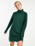 Фото #1 товара Pieces roll neck mini jumper dress in dark green