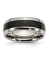 Фото #1 товара Titanium Black Carbon Fiber Inlay Wedding Band Ring