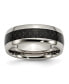 Titanium Black Carbon Fiber Inlay Wedding Band Ring