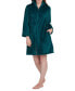ფოტო #1 პროდუქტის Women's Solid Long-Sleeve Short Zip Fleece Robe