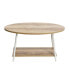 Oval 2 Tier Coffee Table with Storage Shelf