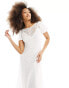 Фото #1 товара ASOS DESIGN puff sleeve maxi dress with chiffon godets in ivory lace