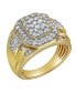 Фото #1 товара Hexonic Premium Natural Certified Diamond 1.50 cttw Round Cut 14k Yellow Gold Statement Ring for Men
