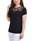 ფოტო #3 პროდუქტის Petite Short Sleeve Crepe Knit Top