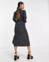 Фото #4 товара River Island midi dress in black polka dot with heart button detail