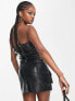 Фото #2 товара Motel faux leather bustier crop top in black co-ord