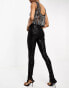 4th & Reckless Tall exclusive sequin split hem leggings in black