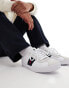 Polo Ralph Lauren Court Vulc leather suede mix trainer in white and navy