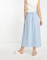 Фото #4 товара ASOS DESIGN button through midi skirt with tie waist in blue