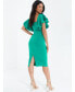 Women's Square Neck Frill Sleeve Midi Dress