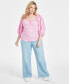 Фото #1 товара Trendy Plus Size Linen-Blend Volume-Sleeve Top, Created for Macy's