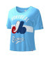 Фото #1 товара Women's Light Blue Distressed Montreal Expos Cooperstown Collection Record Setter Crop Top