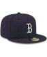 Фото #3 товара Men's Navy Boston Red Sox Logo White 59FIFTY Fitted Hat