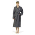 Фото #8 товара Personalized 100% Turkish Cotton Waffle Terry Bathrobe with Satin Piped Trim - Dark Gray