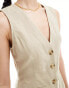 Фото #2 товара ASOS DESIGN Mini button through linen waistcoat dress in stone