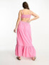 The Frolic Maternity emerald cut out maxi summer dress in pink lemonade