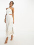 ASOS EDITION satin halter floral embroidered midi dress with cut out back in ivory