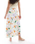 Фото #2 товара ONLY floral print maxi skirt in white