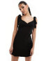 ASOS DESIGN sweetheart neck softline mini dress with bow detail straps in black Черный, 32 - фото #1