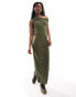 COLLUSION drop shoulder maxi dress in khaki