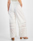 Фото #2 товара Petite Crochet Wide-Leg Pull-On Cotton Pants, Created for Macy's