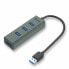 Фото #1 товара USB-разветвитель i-Tec U3HUBMETAL403 Чёрный Серый