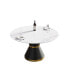 Фото #2 товара 53.15" Modern Artificial Stone Round Black Carbon Steel Base Dining Table-Can Accommodate 6 People