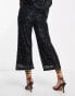 Vila sequin wide leg co-ord trousers in black