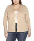 Black Label Plus Size Rhinestone Embellished Open-Front Cardigan Sweater