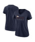 ფოტო #1 პროდუქტის Women's Heathered Navy Denver Broncos Lock Up Tri-Blend V-Neck T-shirt