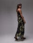 Topshop maxi slip dress with frills in yellow and green floral Gelb/Grün, 44 - фото #3