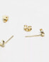 Фото #2 товара Kingsley Ryan gem crescent moon stud earrings in gold plated