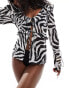 Miss Selfridge beach chiffon tie front cover up in zebra print Зебра, 46 - фото #2