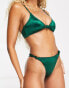 South Beach mix and match knot triangle bikini top in high shine emerald green