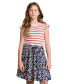 ფოტო #6 პროდუქტის Big Girls Striped Floral Cotton-Blend Dress