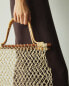 Rattan textured paper mesh beach bag