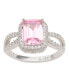 ფოტო #1 პროდუქტის Suzy Levian Sterling Silver Cubic Zirconia Pink Engagement Ring