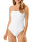 Фото #1 товара Tommy Bahama 281408 Pearl Shirred Bandeau One-Piece Swimsuit in White, Size 4