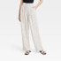 Women's High-Rise Linen Pleat Front Straight Pants - A New Day Cream/Black