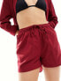 Фото #5 товара Esmee linen beach short co-ord in berry red