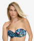 ფოტო #1 პროდუქტის Women's Printed Balconette Ruched Underwire Bikini Top