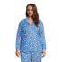 Women's Plus Size Long Sleeve Print Flannel Pajama Top