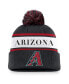 Men's Black Arizona Diamondbacks Team Stripe Peak Cuffed Knit Hat with Pom