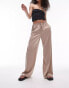 Topshop satin straight leg drawcord trouser in taupe