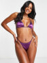 Фото #3 товара South Beach micro tanga bikini bottom in high shine purple