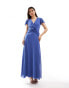 TFNC Bridesmaid wrap front maxi dress in aster blue Aster-Blau, 34 - фото #1