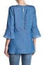 Lucca Couture Women's Tunic Bell Sleeve Ladder Trim Top Blue M