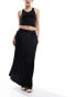 Y.A.S satin pleated midi skirt in black 2XL - фото #2