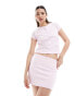 ASOS DESIGN pointelle mini skirt co ord in light pink